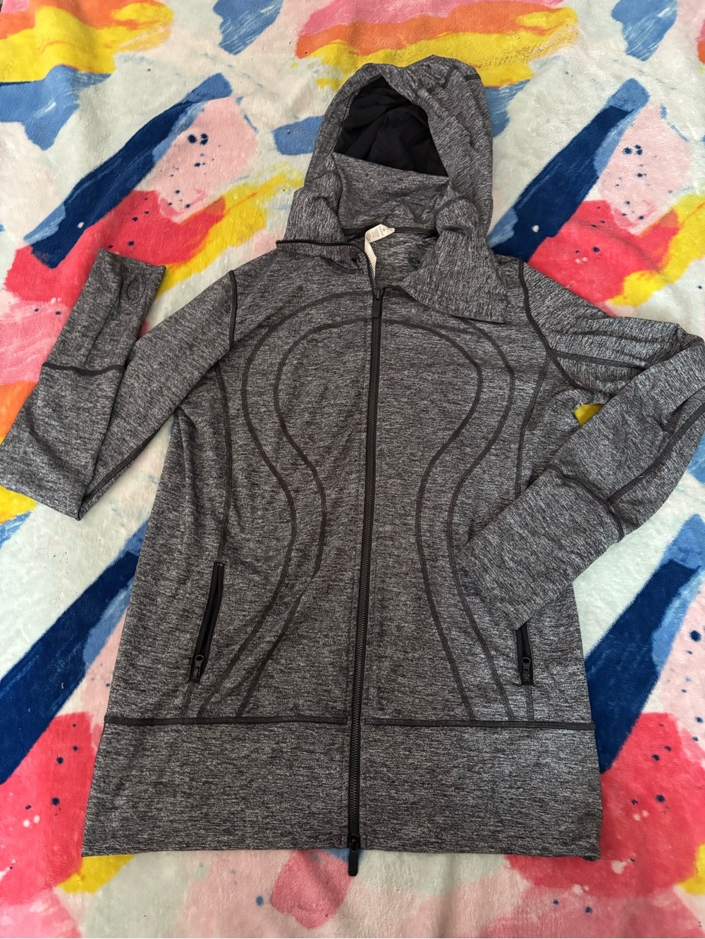 Lululemon Gray Hooded Zip-Up Active Jacket